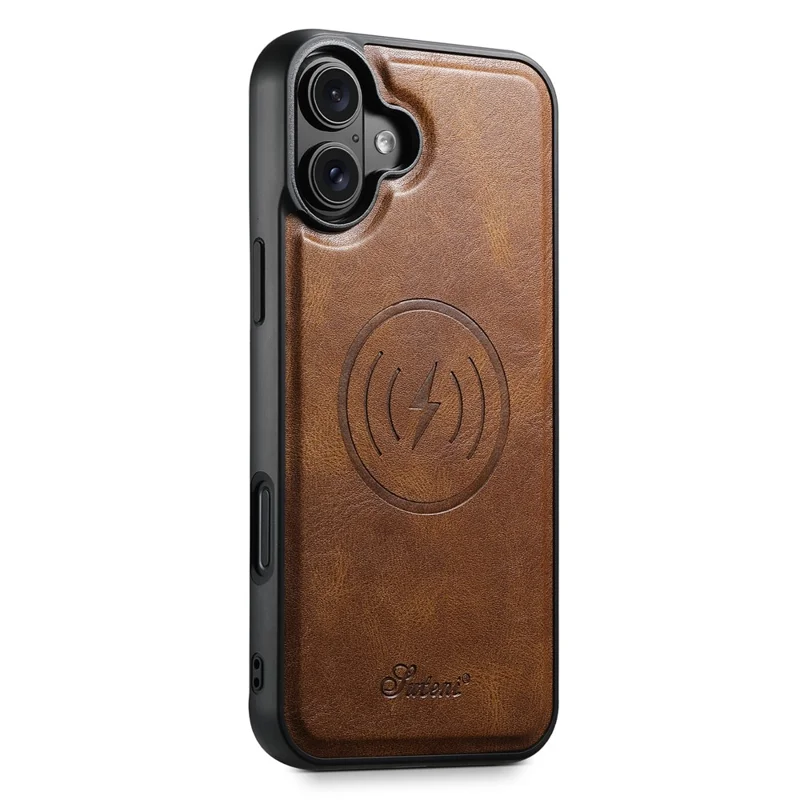 SUTENI H17 For iPhone 16 Case Compatible with MagSafe Card Holder Kickstand Phone Cover - Brown