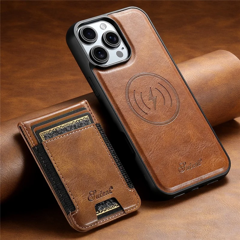 Suteni H17 Для Iphone 16 Pro Case, Совместим с Держателем Magsafe Card Kickstend - Коричневый