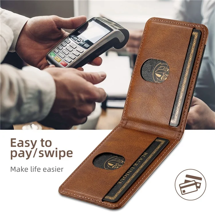 SUTENI H17 For iPhone 16 Plus Case Compatible with MagSafe Card Holder Kickstand Phone Cover - Brown