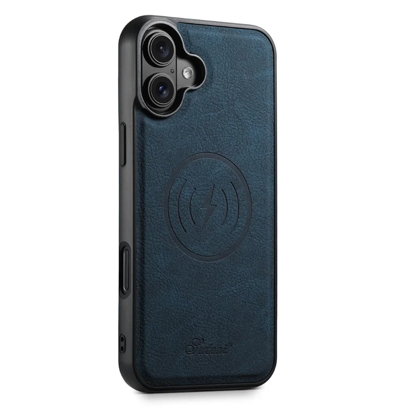 Suteni H17 Für Iphone 16 Plus Magnetic Case Card Slots Leder+tpu -kickstand -telefonabdeckung - Blau