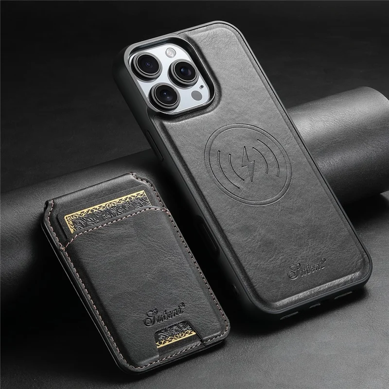 Suteni H15 Per Iphone 16 Pro Max Magnetic Case di Scheda Staccabile Copertina Del Telefono - Nero