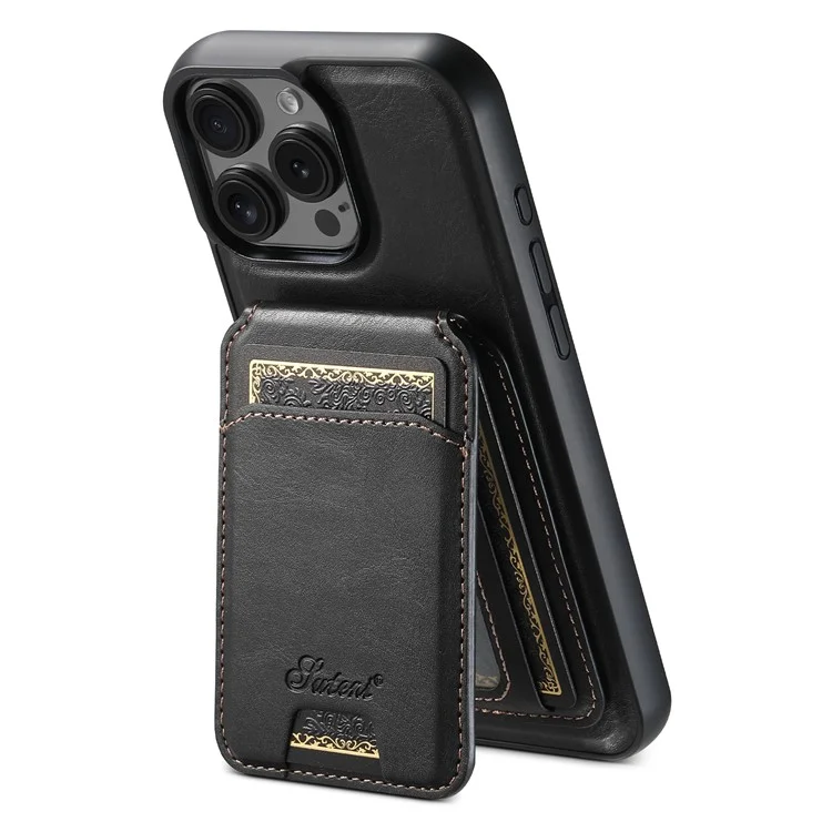 Suteni H15 Für Iphone 16 Pro Magnetic Case Abtrennbare Kartenhalter -telefonabdeckung - Schwarz