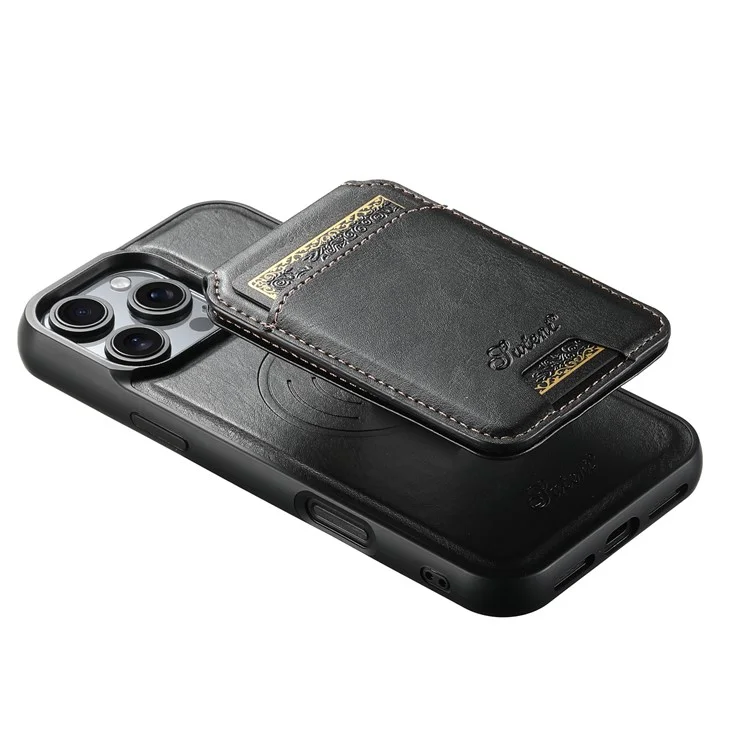 Suteni H15 Für Iphone 16 Pro Magnetic Case Abtrennbare Kartenhalter -telefonabdeckung - Schwarz