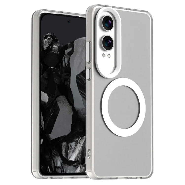 Конфетная серия для OnePlus Nord CE4 Lite 5G / Oppo K12x 5G (Китай) Совместимый с MagSafe ПК+ТПУ+ПЭТ Противоударный чехол для телефона - Белый