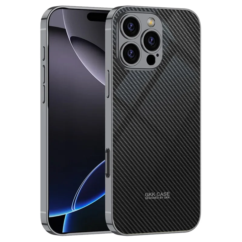GKK Per Iphone 16 Pro Case Carbon Fibre Pattern Pc+copertina di Telefono Protettivo Tpu - Nero