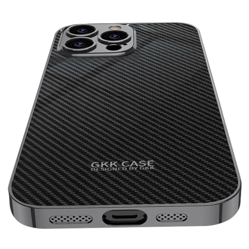 GKK Per Iphone 16 Pro Case Carbon Fibre Pattern Pc+copertina di Telefono Protettivo Tpu - Nero