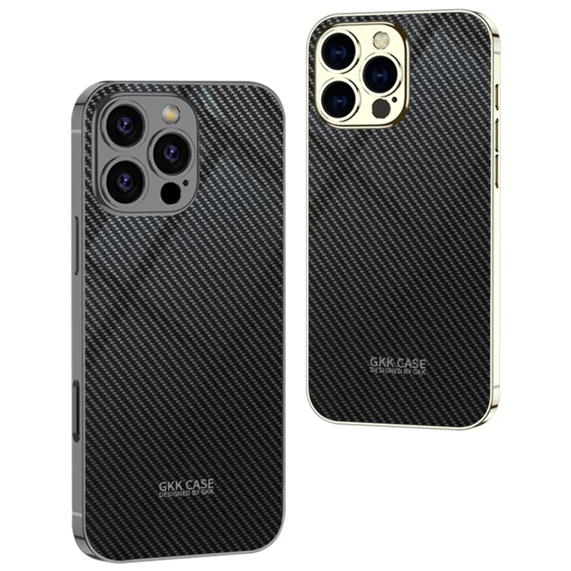 GKK Per Iphone 16 Pro Case Carbon Fibre Pattern Pc+copertina di Telefono Protettivo Tpu - Nero