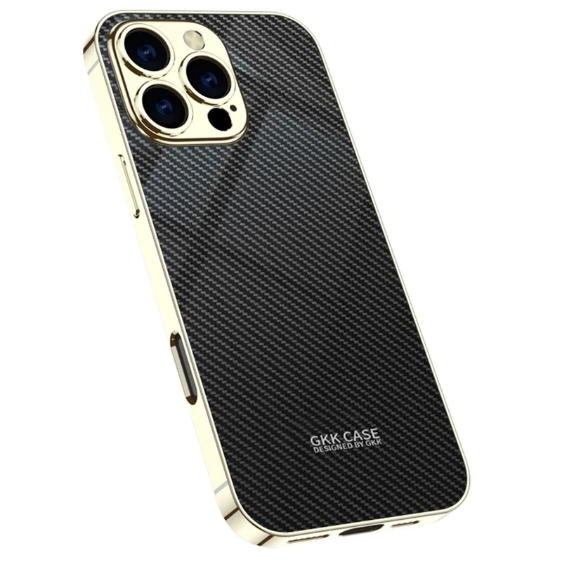 GKK Per Iphone 16 Pro Max Case Carbon Fibre Pattern Pc+copertina di Telefono Protettivo Tpu - Nero
