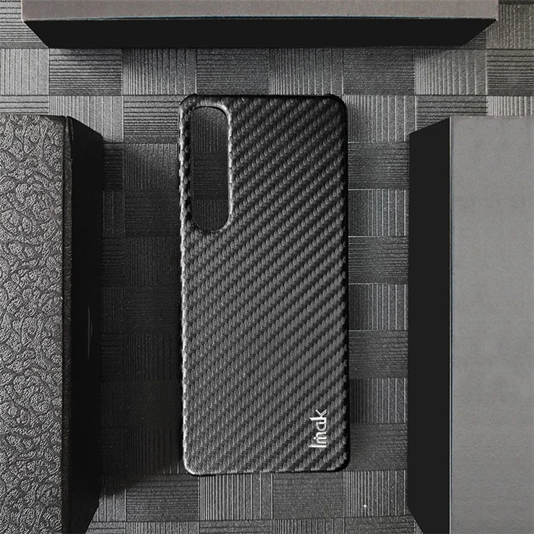 IMAK Ruiyi Series para Sony Xperia 5 IV 5G Textura de Fibra de Carbono PU Couro Revestido Caso PC Anti-arranhões Anti-impressões Digitais Capa de Telefone