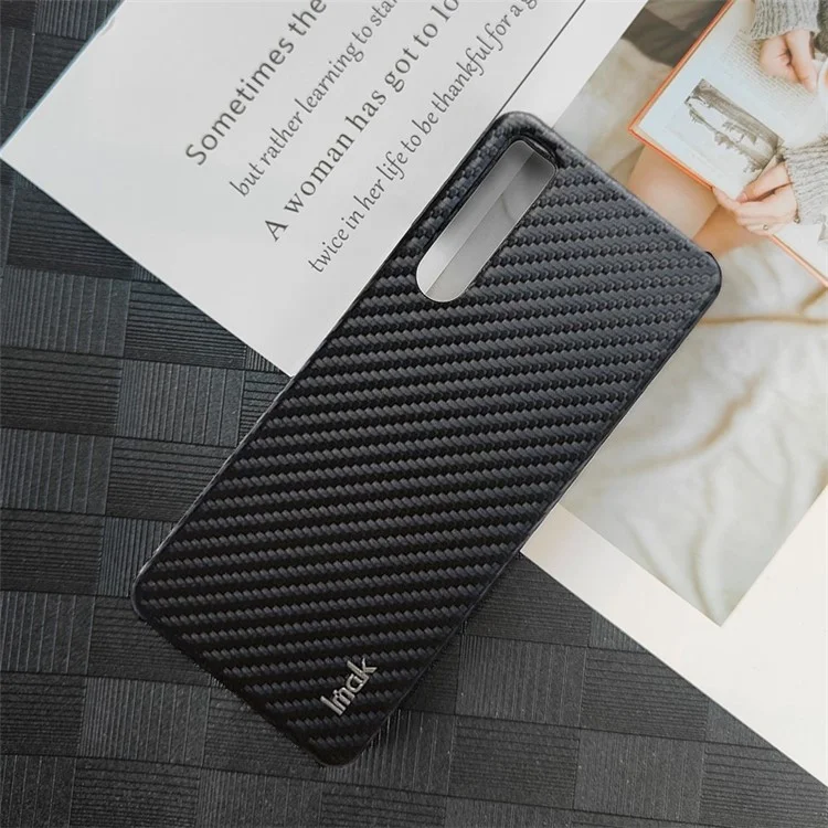 IMAK Ruiyi Series para Sony Xperia 5 IV 5G Textura de Fibra de Carbono PU Couro Revestido Caso PC Anti-arranhões Anti-impressões Digitais Capa de Telefone