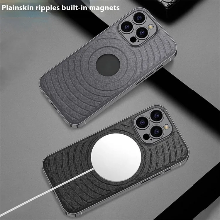 GKK Para Iphone 16 Pro Max Case Compatível Com o Logotipo MagSafe Exibir TPU+PU Phone Protector - Preto