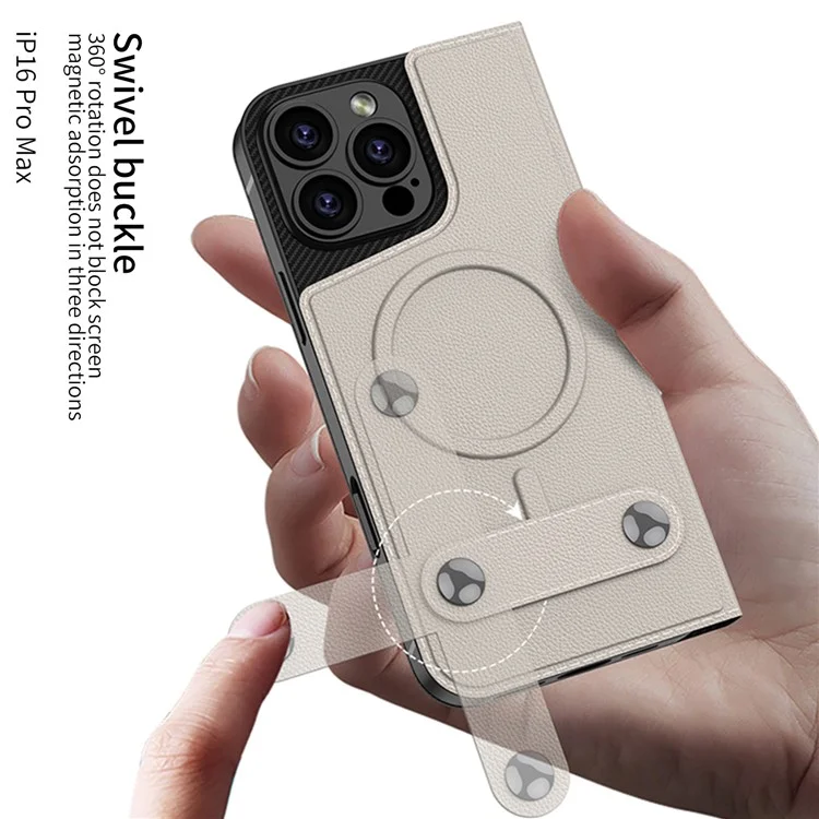 GKK Para Iphone 16 Pro Case Magnetic Tpu+pu Cubierta de Teléfono de Cuero de Cuero - Textura de Fibra de Carbono
