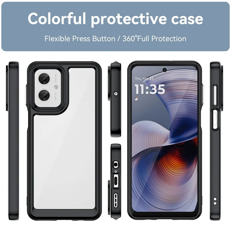 Pour Motorola Moto G55 5G Case TPU + Acrylic Protective Clear Phone Cover - Noir