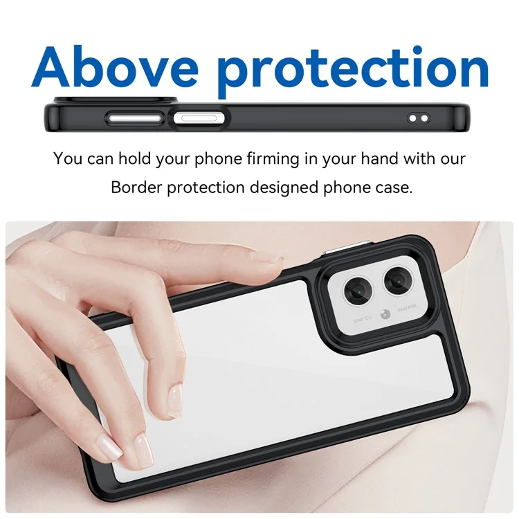 Pour Motorola Moto G55 5G Case TPU + Acrylic Protective Clear Phone Cover - Noir