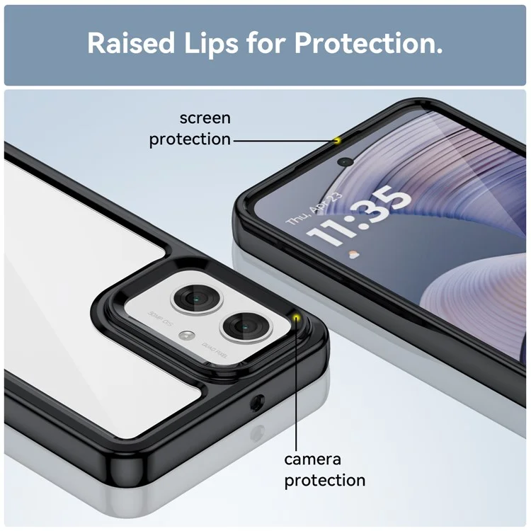 Pour Motorola Moto G55 5G Case TPU + Acrylic Protective Clear Phone Cover - Noir