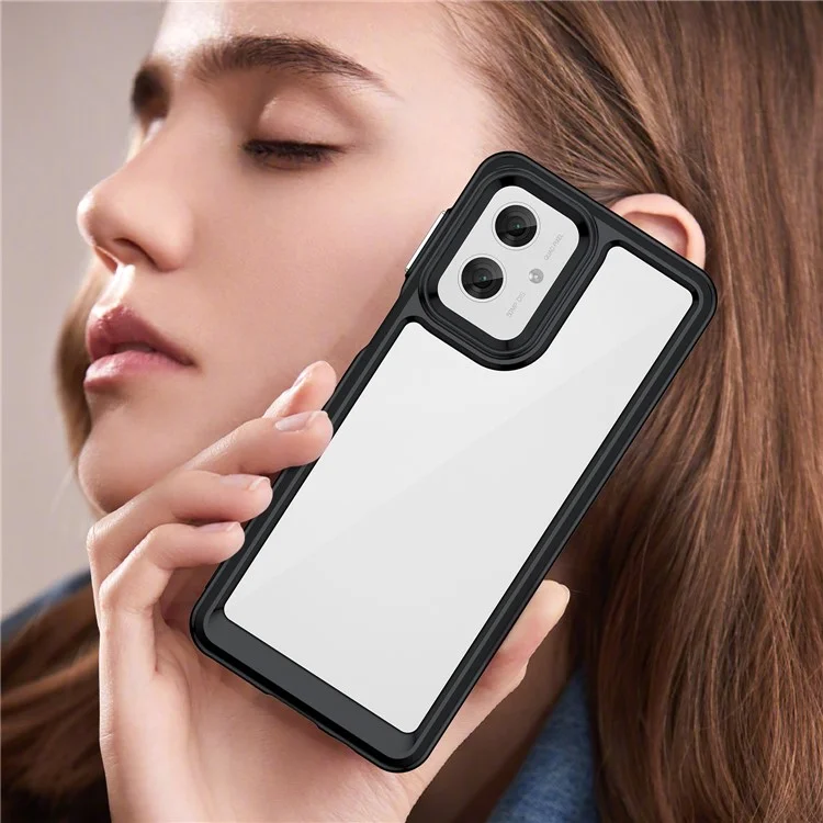 Pour Motorola Moto G55 5G Case TPU + Acrylic Protective Clear Phone Cover - Noir
