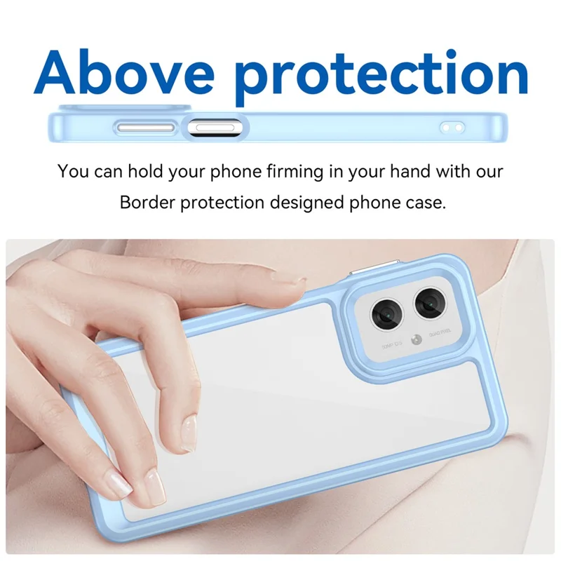 For Motorola Moto G55 5G Case TPU +Acrylic Protective Clear Phone Cover - Blue