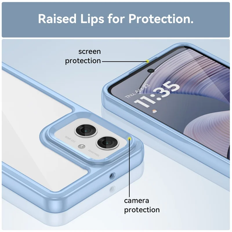 For Motorola Moto G55 5G Case TPU +Acrylic Protective Clear Phone Cover - Blue