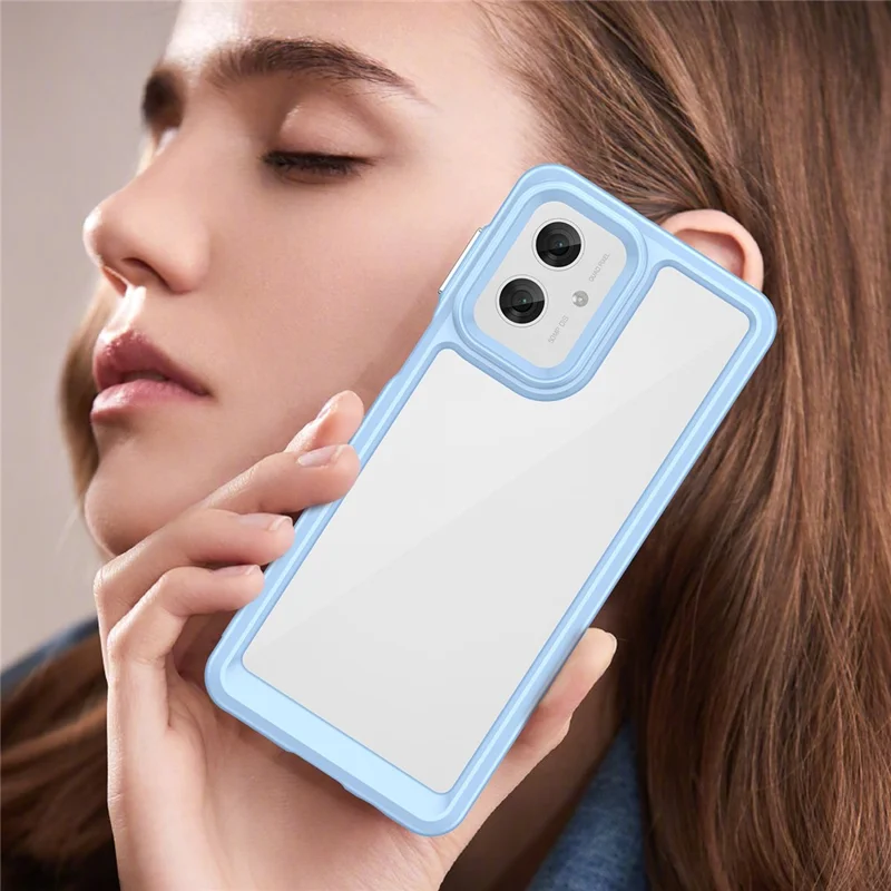 For Motorola Moto G55 5G Case TPU +Acrylic Protective Clear Phone Cover - Blue