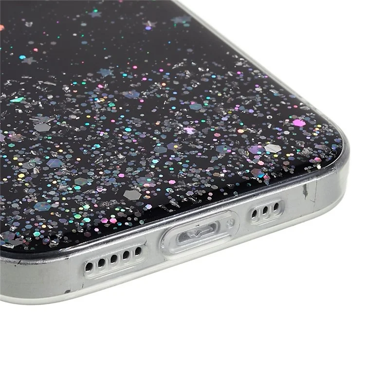 Per Iphone 14 Plus Sky Sky Glitter Scintillio Epossidico Case Epossidico Morbido Tpu Shock Drop Protection Impatto Telefonico Cover Del Telefono - Nero