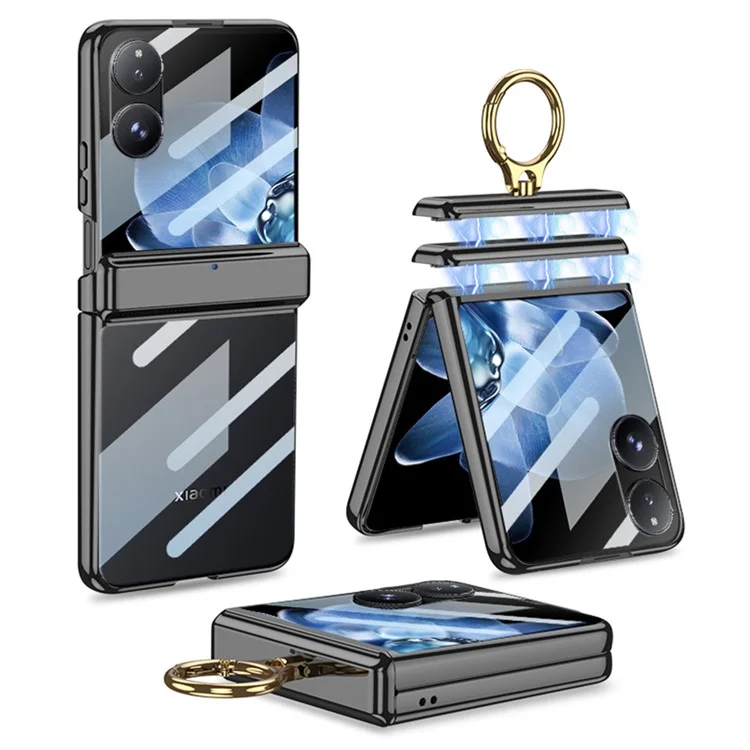 GKK Para Xiaomi Mix Flip 5G Case Kickstand Magnetic Bisagra PC Cubierta Con Película de Pantalla - Negro
