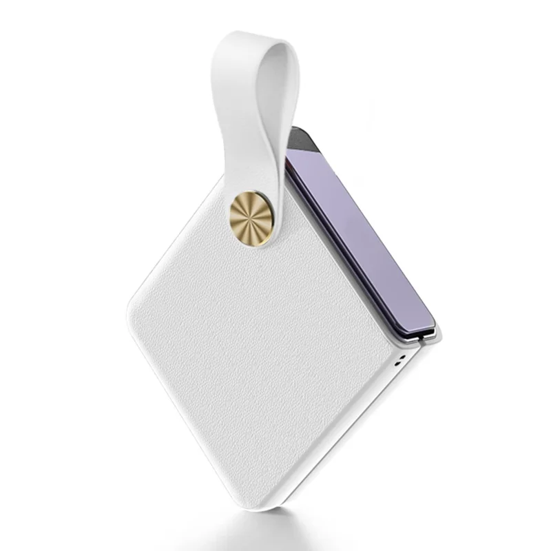 GKK For Motorola Razr 50 Ultra 5G Case Protective Hard PC Phone Cover with Leather Strap - White