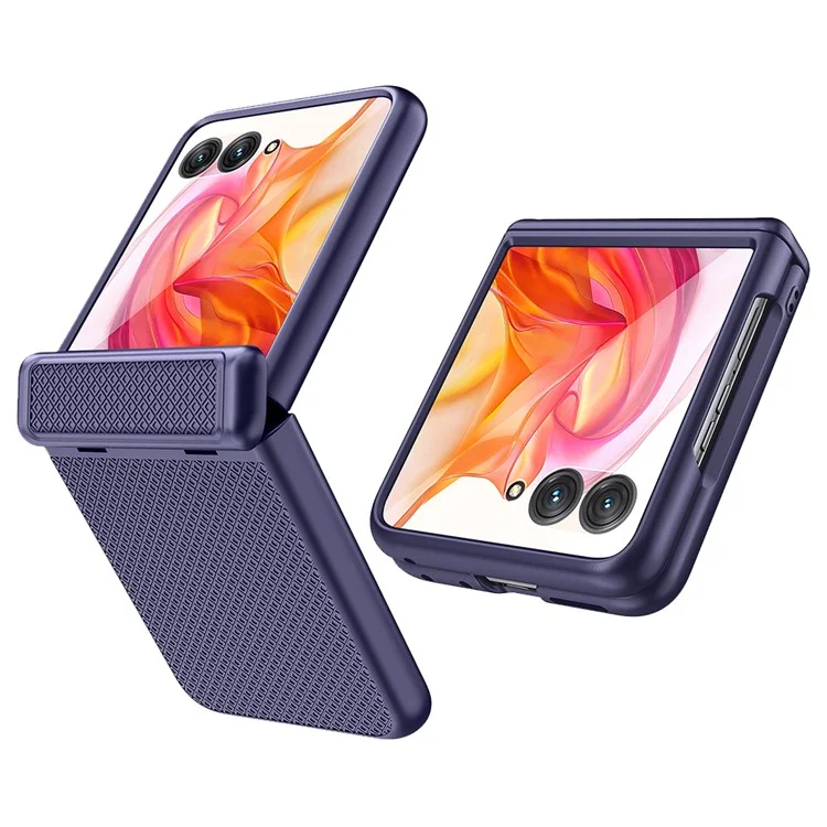 GKK Para Motorola Razr 50 Ultra 5G Case de Cajas Protección de la Bisagra de Patrones PC Hard Phel Con Película de Pantalla - Azul