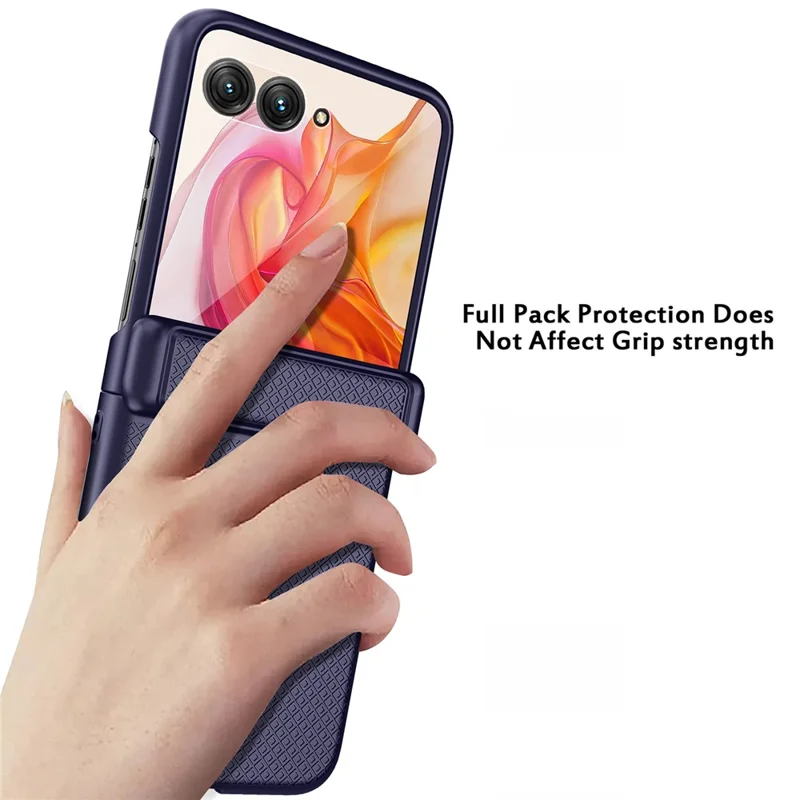 GKK For Motorola Razr 50 Ultra 5G Case Grids Pattern Hinge Protection Hard PC Phone Shell with Screen Film - Black