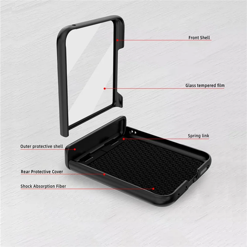 GKK For Motorola Razr 50 Ultra 5G Case Grids Pattern Hinge Protection Hard PC Phone Shell with Screen Film - Black