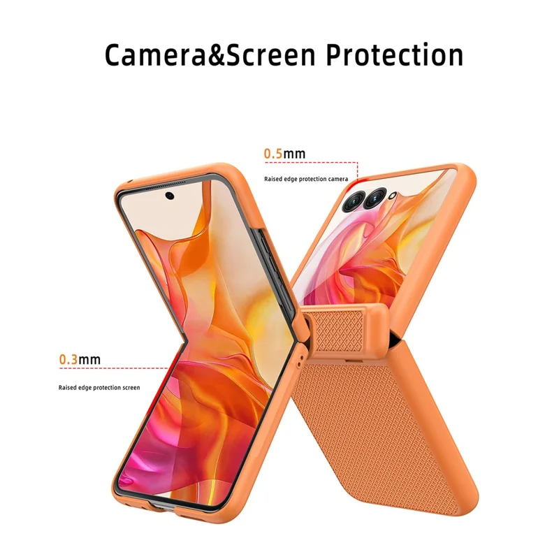 GKK For Motorola Razr 50 Ultra 5G Case Grids Pattern Hinge Protection Hard PC Phone Shell with Screen Film - Black
