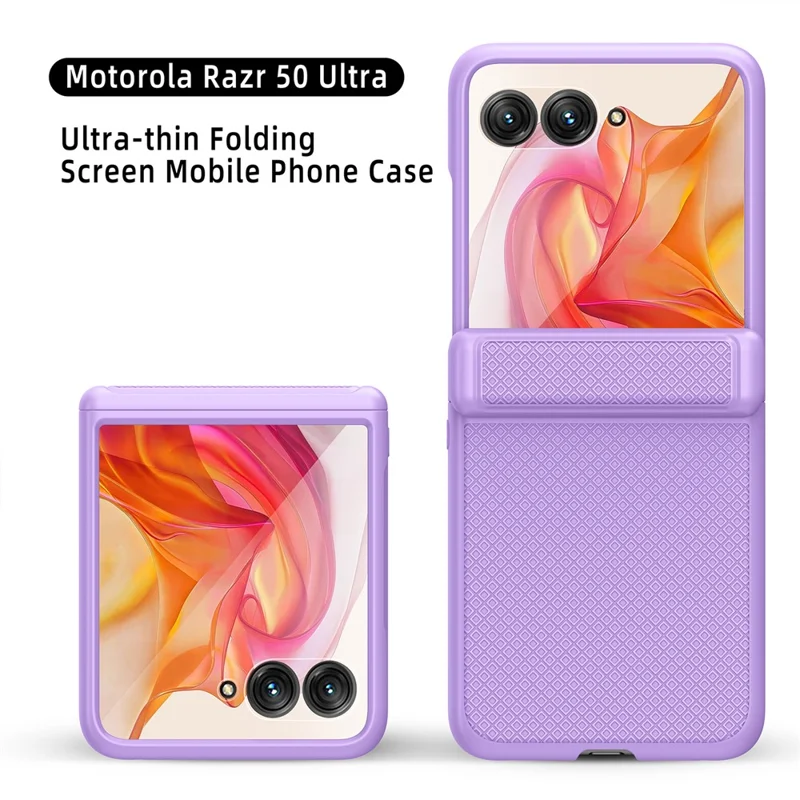 GKK For Motorola Razr 50 Ultra 5G Case Grids Pattern Hinge Protection Hard PC Phone Shell with Screen Film - Black