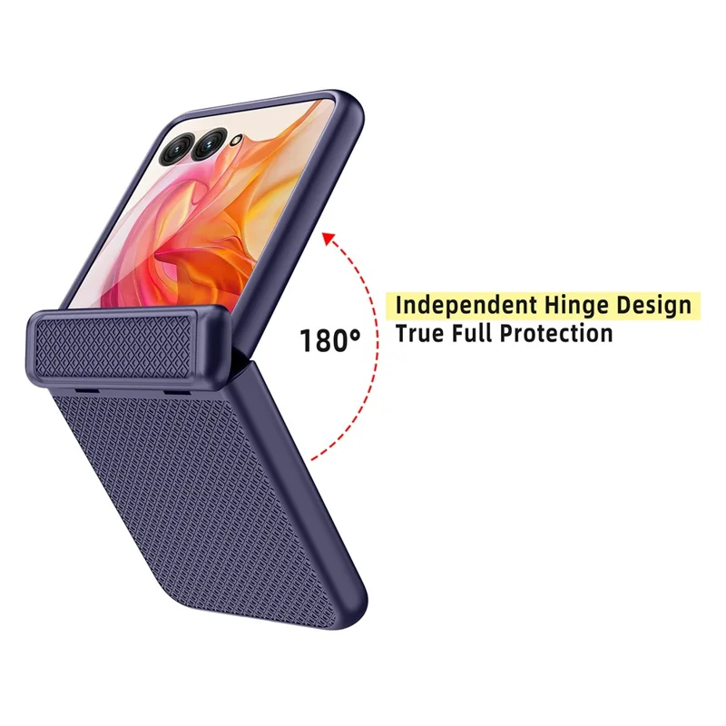 GKK For Motorola Razr 50 Ultra 5G Case Grids Pattern Hinge Protection Hard PC Phone Shell with Screen Film - Black