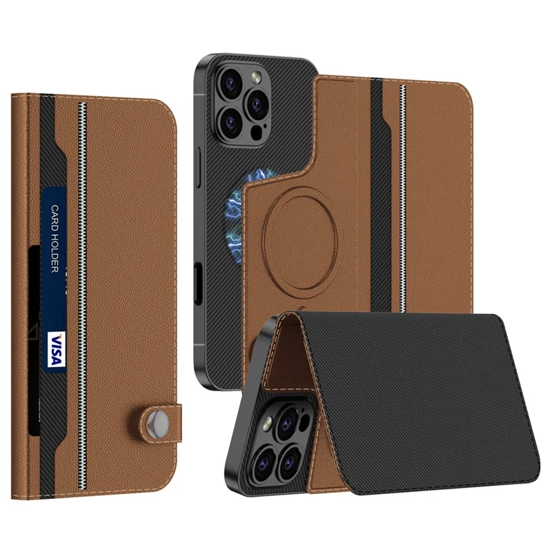 GKK Per Iphone 16 Pro Max Case Magnetico Magnetica Staccabile TPU+PU Flip Phone Cover - Caffè