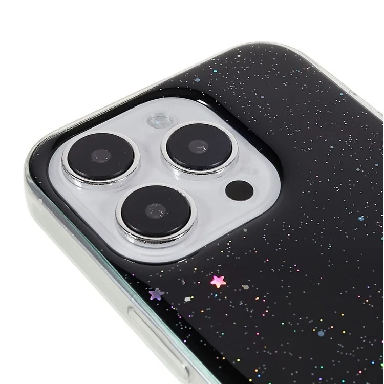Для iPhone 14 Pro Max Starry Sky Sparkle Epoxy Phone Case Soft TPU Anti-Fall Shockproof Protective Cover - Black