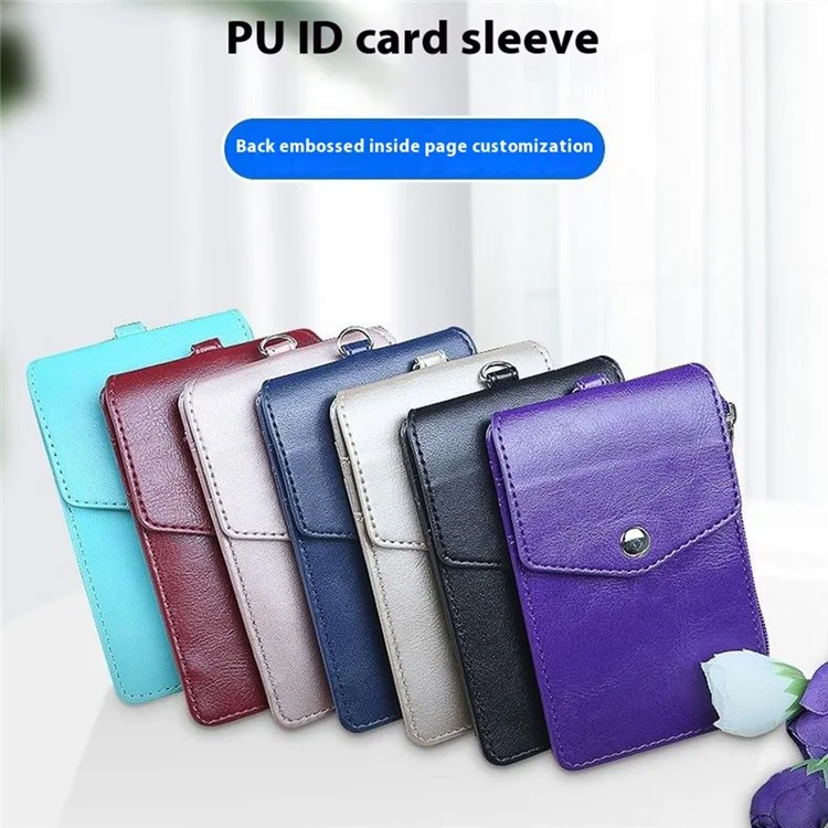 PU Wallet with Backside Badge Holder, Multi-Card Slots Anti-Demagnetization Storage Bag for Women - Black