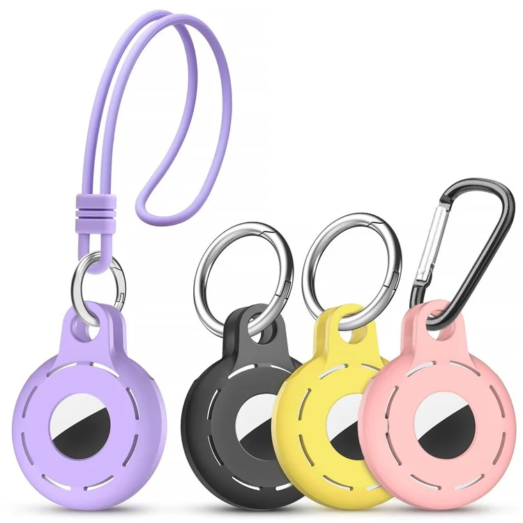 4pcs Für Apple Airtag Protective Case Pets Bluetooth Tracker Anti-Lost Silikonabdeckung - Lila / Schwarz / Gelb / Rosa
