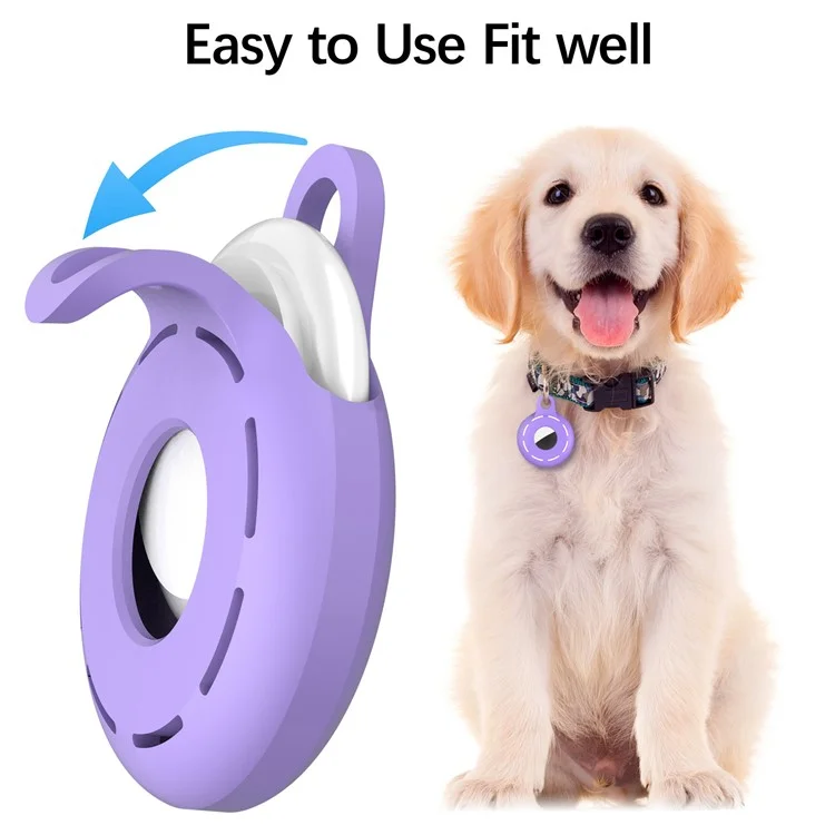 4pcs Für Apple Airtag Protective Case Pets Bluetooth Tracker Anti-Lost Silikonabdeckung - Lila / Schwarz / Gelb / Rosa