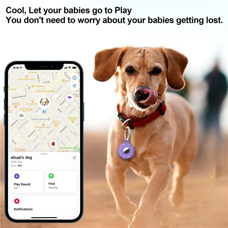 4pcs Für Apple Airtag Protective Case Pets Bluetooth Tracker Anti-Lost Silikonabdeckung - Lila / Schwarz / Gelb / Rosa