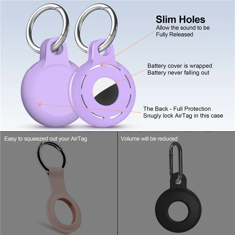 4pcs Für Apple Airtag Protective Case Pets Bluetooth Tracker Anti-Lost Silikonabdeckung - Lila / Schwarz / Gelb / Rosa