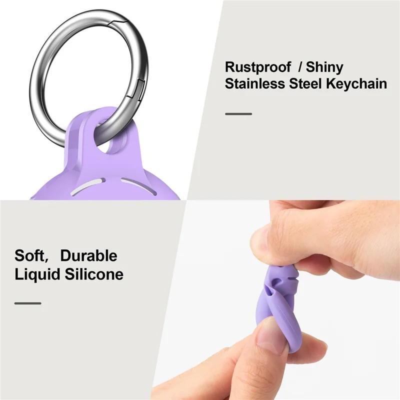 4Pcs For Apple AirTag Protective Case Pets Bluetooth-compatible Tracker Anti-Lost Silicone Cover - White / Blue / Green / Red