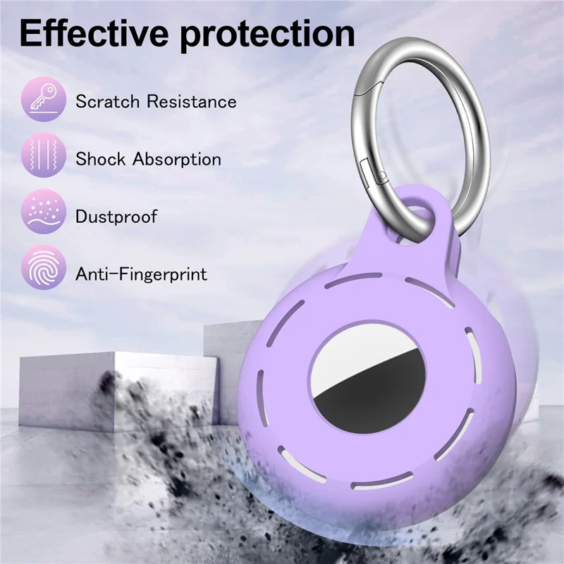 4Pcs For Apple AirTag Protective Case Pets Bluetooth-compatible Tracker Anti-Lost Silicone Cover - White / Blue / Green / Red