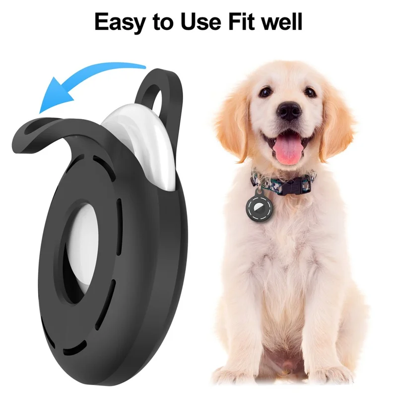 2pcs Für Apple Airtag Protective Case Pets Bluetooth Tracker Anti-Lost Silikonabdeckung - Schwarz