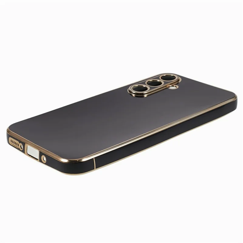 For Samsung Galaxy S25 Case TPU Slim Fit Shockproof Phone Cover 6D Electroplating - Black
