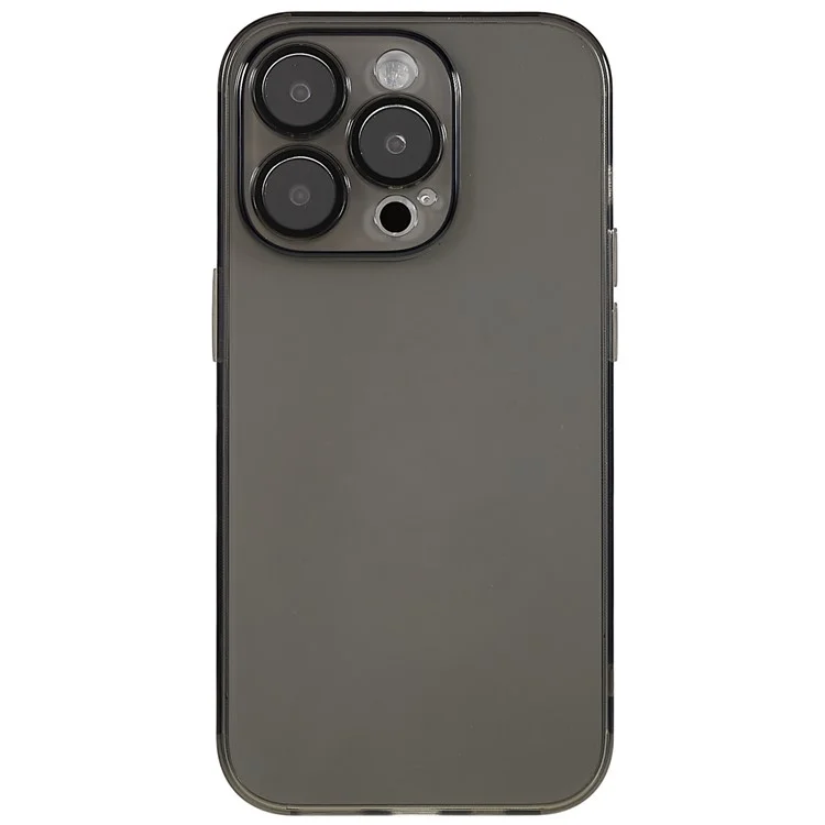 Para iPhone 14 Pro Anti-Drop Soft TPU Phone Case Ultra Slim Anti-Scratch Phone Back Cover com Tempered Glass Camera Lens Film - Transparente Preto