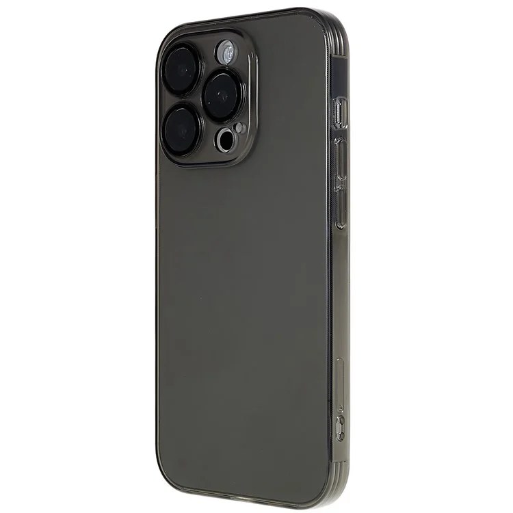 Para iPhone 14 Pro Anti-Drop Soft TPU Phone Case Ultra Slim Anti-Scratch Phone Back Cover com Tempered Glass Camera Lens Film - Transparente Preto