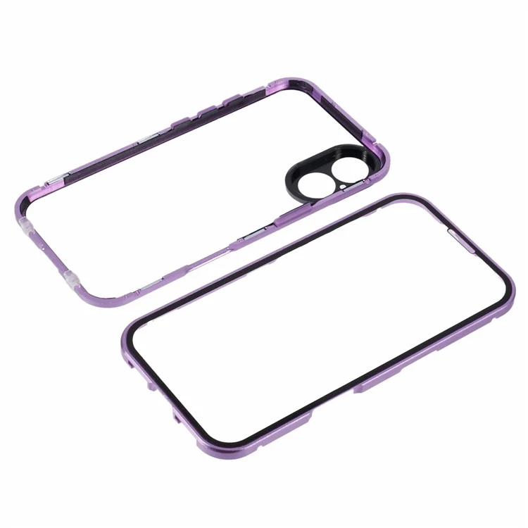 Per Iphone 16 Plus Case Adsorbimento Magnetico Adsorpizione Doppio Coperchio Telefono Tephino Tetchi - Viola
