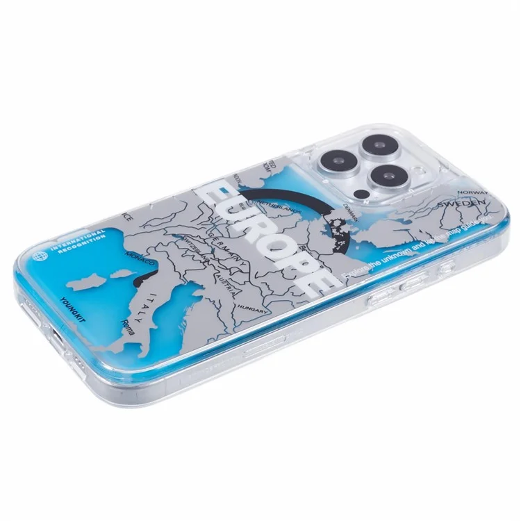 YOUNGKIT For iPhone 16 Pro Max Case Compatible with MagSafe IMD Map Pattern Quicksand PC+TPU Phone Cover - Europe
