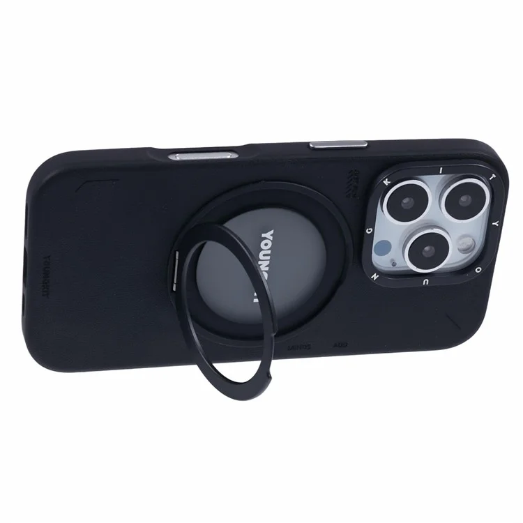 Youngkit Para Iphone 16 Pro Max Case Compatível Com MagSafe Rotativo de Couro PU Pu+tpu Tampa - Preto