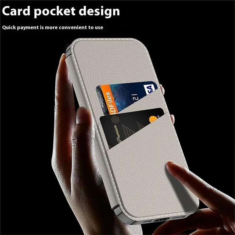 GKK Für Iphone 16 Pro Case TPU+PU Leder Flip Phone Deckung Mit Kartensteckplätzen, Stand Stehen - Schwarz