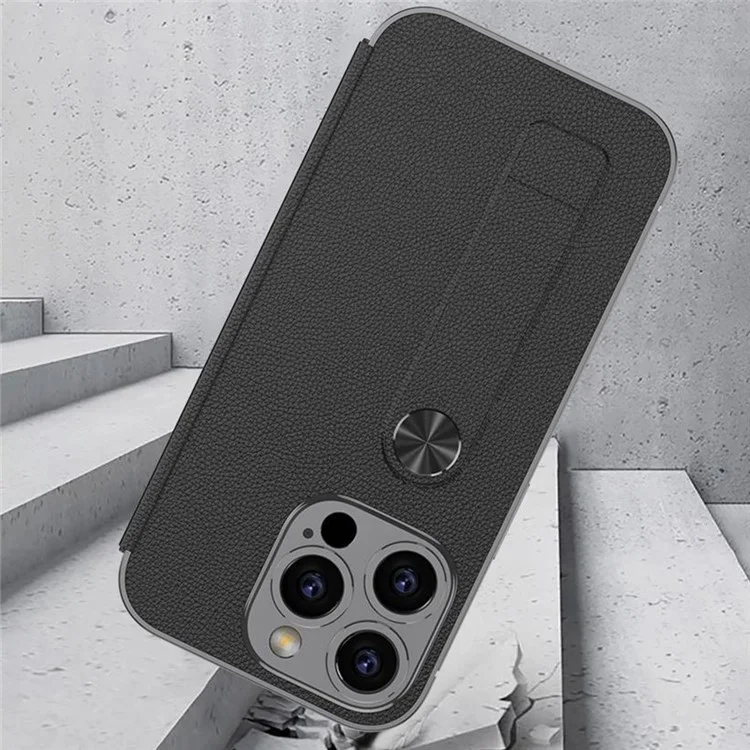 GKK Für Iphone 16 Pro Case TPU+PU Leder Flip Phone Deckung Mit Kartensteckplätzen, Stand Stehen - Schwarz